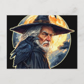 Tovenaar met een raaf - Halloween Fan Fun 2 Briefkaart (Voorkant)