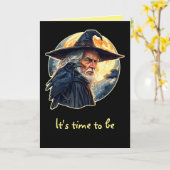 Tovenaar met een raaf - Halloween Fan Fun 2 Kaart (Gele Bloem)