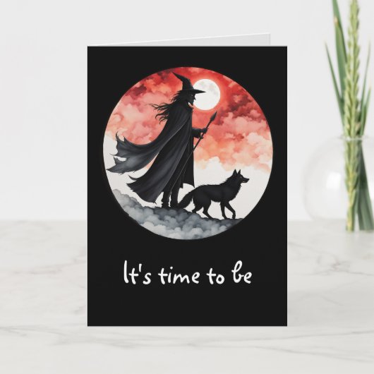 Tovenaar met een wolf - Halloween Fan Fun 2 Kaart (Voorkant)