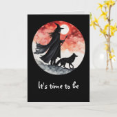 Tovenaar met een wolf - Halloween Fan Fun 2 Kaart (Gele Bloem)