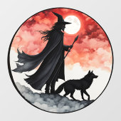 Tovenaar met een wolf - Halloween Fan Fun 2 Raamsticker (Vel)