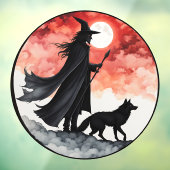 Tovenaar met een wolf - Halloween Fan Fun 2 Raamsticker (Vel 3)
