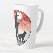 Tovenaar met een Wolf - Halloween Pret 2 Latte Mok (Rechterhoek)