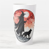 Tovenaar met een Wolf - Halloween Pret 2 Latte Mok (Voorkant)