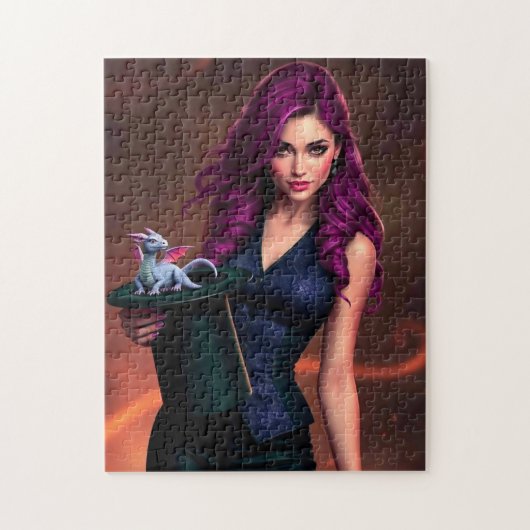 Tovenaar met Kleine Draak Legpuzzel (Verticaal)