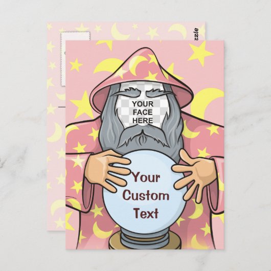 Tovenaar met uw gezicht briefkaart (Voorkant / Achterkant)