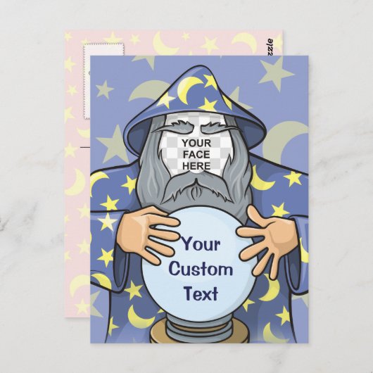 Tovenaar met uw gezicht briefkaart (Voorkant / Achterkant)
