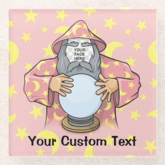 Tovenaar met uw gezicht glazen onderzetter