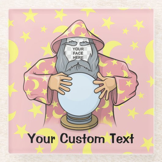 Tovenaar met uw gezicht glazen onderzetter (Voorkant)