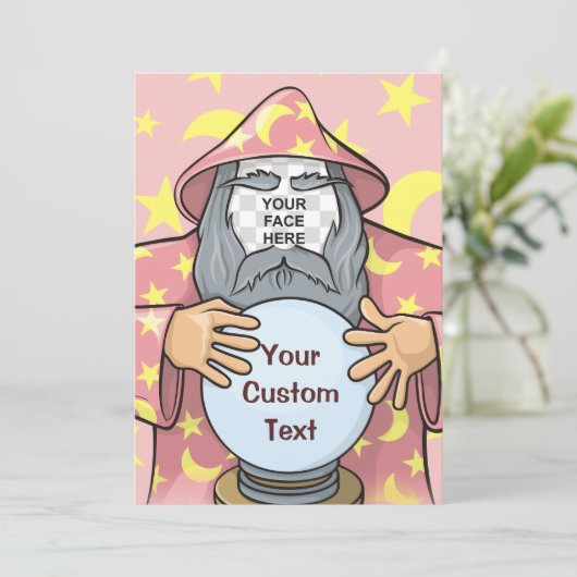 Tovenaar met uw gezicht kaart (Staand voorkant)