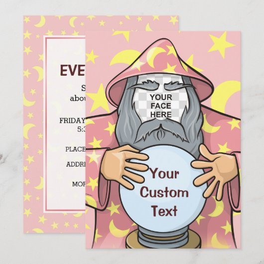 Tovenaar met uw gezicht kaart (Voorkant / Achterkant)