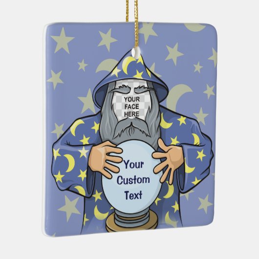 Tovenaar met uw gezicht keramisch ornament (Rechts)