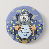 Tovenaar met uw gezicht ronde button 7,6 cm (Voorkant)