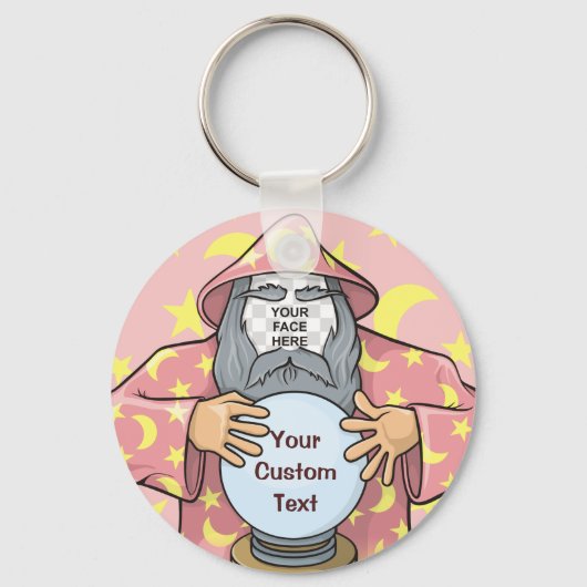 Tovenaar met uw gezicht sleutelhanger (Voorkant)