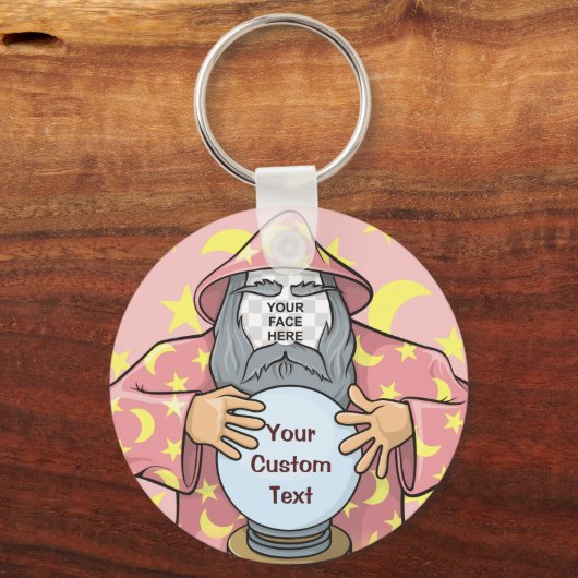 Tovenaar met uw gezicht sleutelhanger (Voorkant)