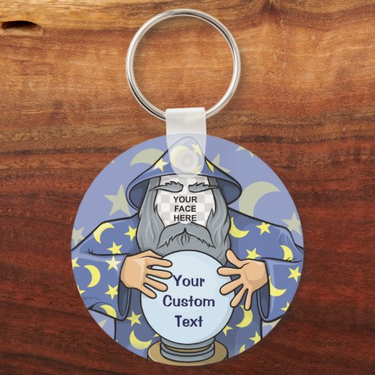 Tovenaar met uw gezicht sleutelhanger (Voorkant)
