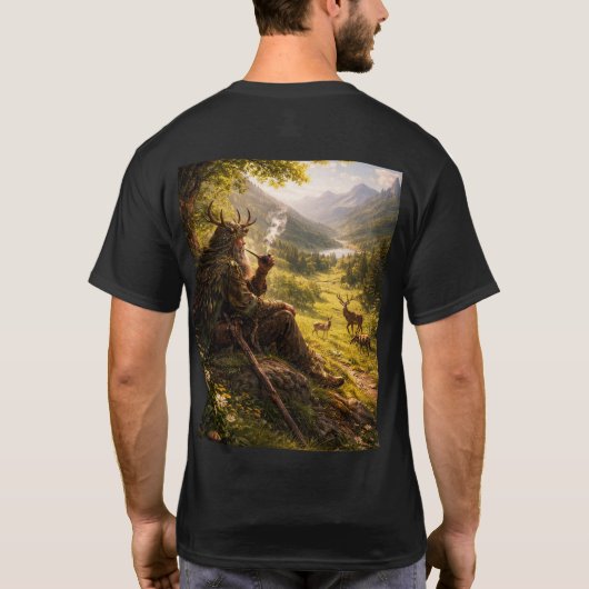 tovenaar op een heuvel t-shirt (Achterkant)
