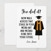 Tovenaar Rob en Hoed Afstuderen Grappige Op Maat G Feestdagenkaart (Voorkant / Achterkant)
