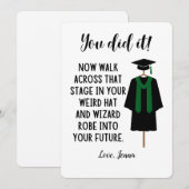 Tovenaar Rob en Hoed Afstuderen Grappige Op Maat G Feestdagenkaart (Voorkant / Achterkant)