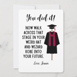 Tovenaar Rob en Hoed Diploma Grappige Aangepaste K Feestdagenkaart