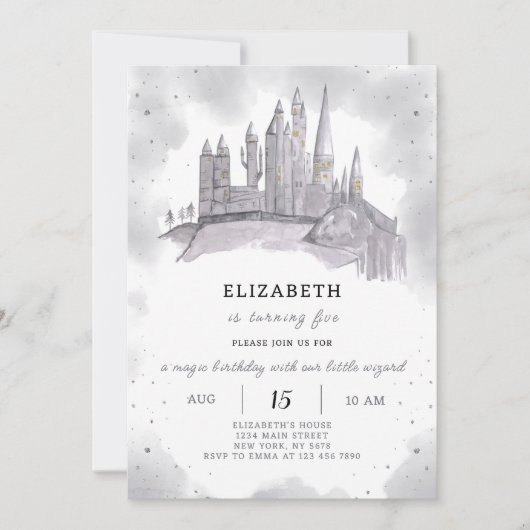 Tovenaar School Verjaardag uitnodiging (Voorkant)