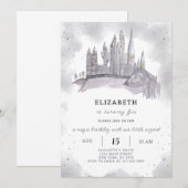 Tovenaar School Verjaardag uitnodiging (Voorkant / Achterkant)