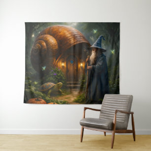 Tovenaar slakkenhuis cottage grote fantasie wandta wandkleed