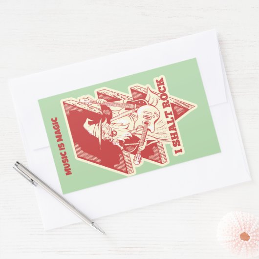 Tovenaar speelt gitaar rechthoekige sticker (Envelop)