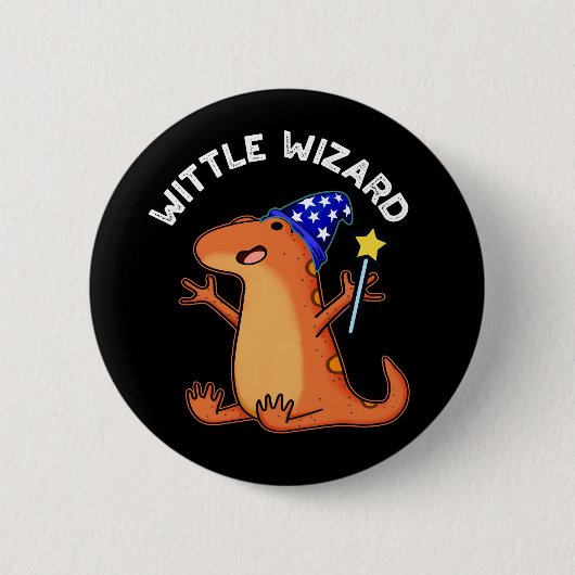 Tovenaar Spreekwoord over een Grappige Hagedis met Ronde Button 5,7 Cm (Voorkant)