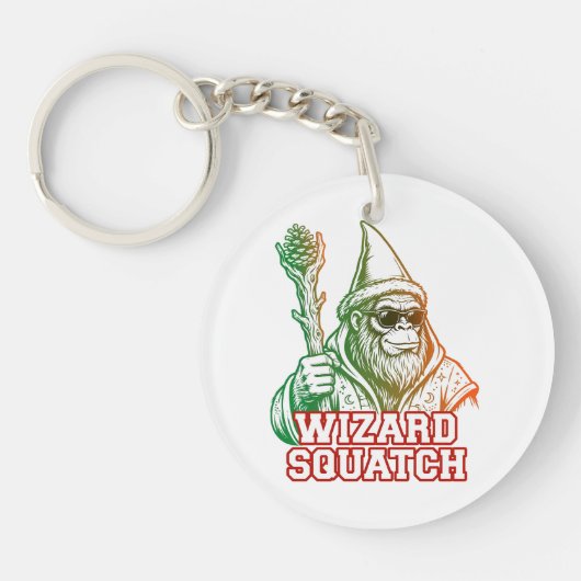 Tovenaar Squatch Grappige Bigfoot Sleutelhanger (Voorkant)