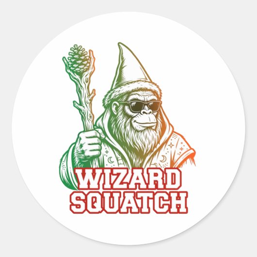 Tovenaar Squatch Grappige Bigfoot Sticker (Voorkant)