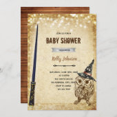 Tovenaar uil douche verjaardagsuitnodiging kaart (Voorkant / Achterkant)