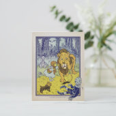 Tovenaar van de laffe Lion Oz Book Page Briefkaart (Staand voorkant)