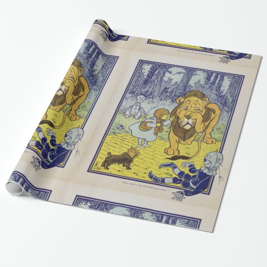 Tovenaar van de laffe Lion Oz Book Page Cadeaupapier (Uitgerold)