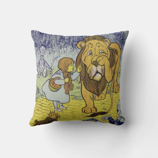 Tovenaar van de laffe Lion Oz Book Page Kussen (Achterkant)
