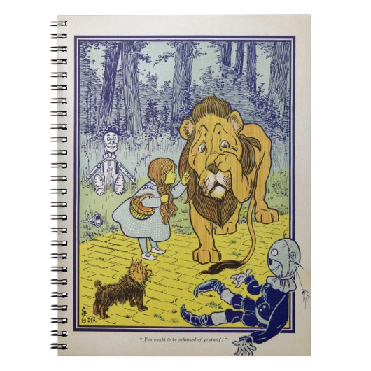 Tovenaar van de laffe Lion Oz Book Page Notitieboek (Voorkant)