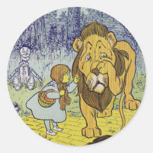 Tovenaar van de laffe Lion Oz Book Page Ronde Sticker