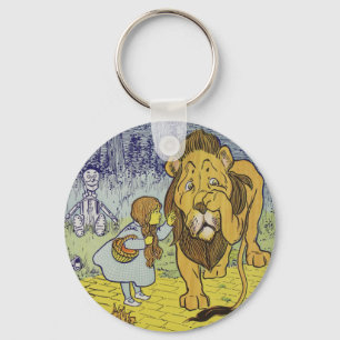 Tovenaar van de laffe Lion Oz Book Page Sleutelhanger