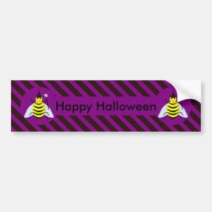 Tovenaar van de Magische Bee Halloween Paars en Bl Bumpersticker