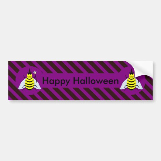 Tovenaar van de Magische Bee Halloween Paars en Bl Bumpersticker (Voorkant)