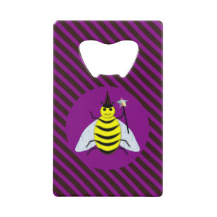 Tovenaar van de Magische Bee Halloween Paars en Bl Creditkaart Flessenopener