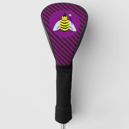 Tovenaar van de Magische Bee Halloween Paars en Bl Golfheadcover (Voorkant)