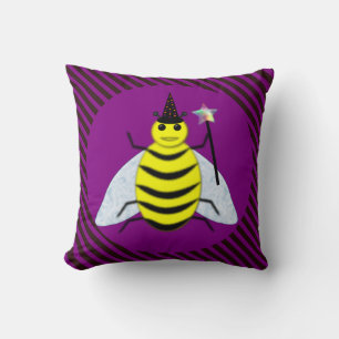 Tovenaar van de Magische Bee Halloween Paars en Bl Kussen