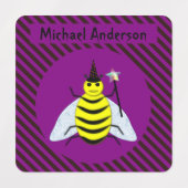 Tovenaar van de Magische Bee Halloween Paars en Bl Labels (Design 2)