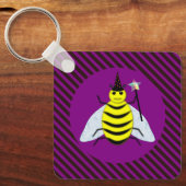 Tovenaar van de Magische Bee Halloween Paars en Bl Sleutelhanger (Voorkant)