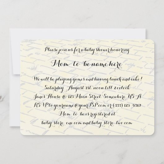 Tovenaar van de Partij van het Baby shower Oz Kaart (Achterkant)