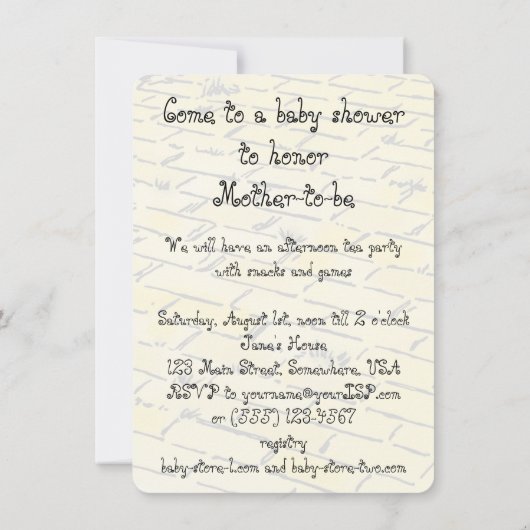  Tovenaar van de Uitnodiging van het Baby shower O (Achterkant)