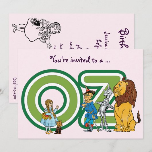 Tovenaar van de uitnodiging van het Oz Girl Birthd (Voorkant / Achterkant)