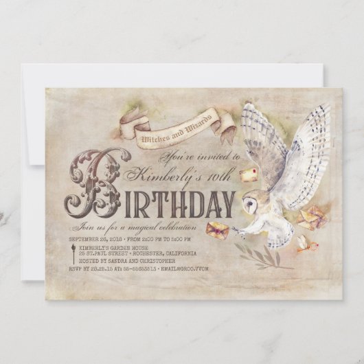 Tovenaar van de Verjaardag van de Magic Owl Kaart (Voorkant)