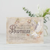 Tovenaar van de Verjaardag van de Magic Owl Kaart (Staand voorkant)